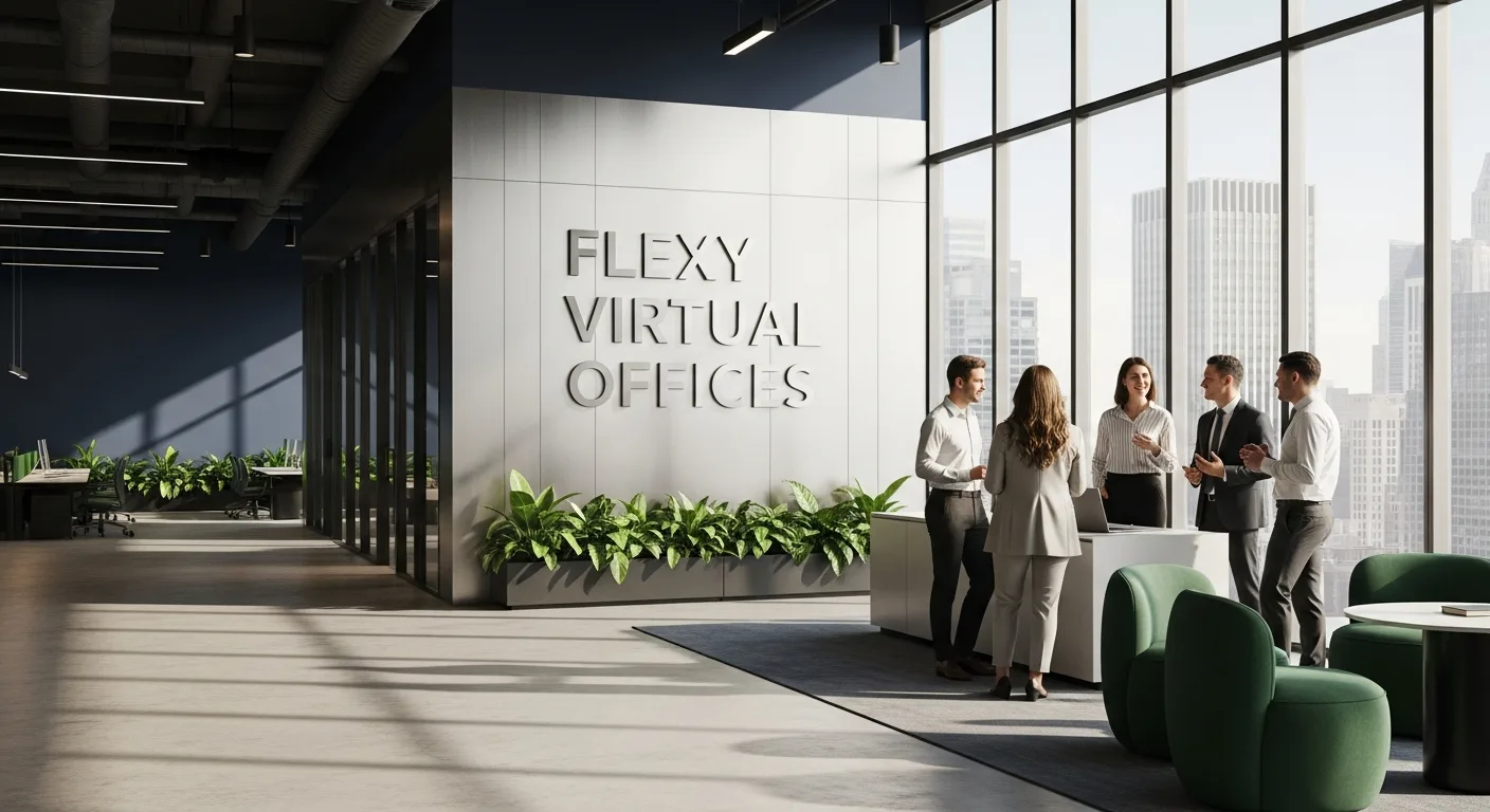 Premium commercial office interior — Flexy Virtual Offices business address Premium commercial office interior — Flexy Virtual Offices business address